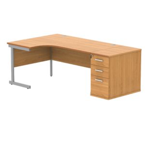 Single Upright Left Hand Radial Desk + Desk High Pedestal