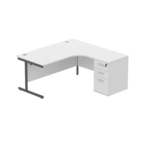 Single Upright Right Hand Radial Desk + Desk High Pedestal