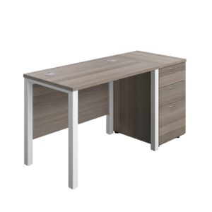 Goal Post Rectangular Desk + 3 Drawer Desk High Pedestal