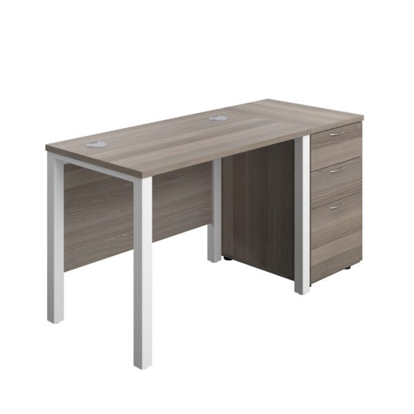 Goal Post Rectangular Desk + 3 Drawer Desk High Pedestal