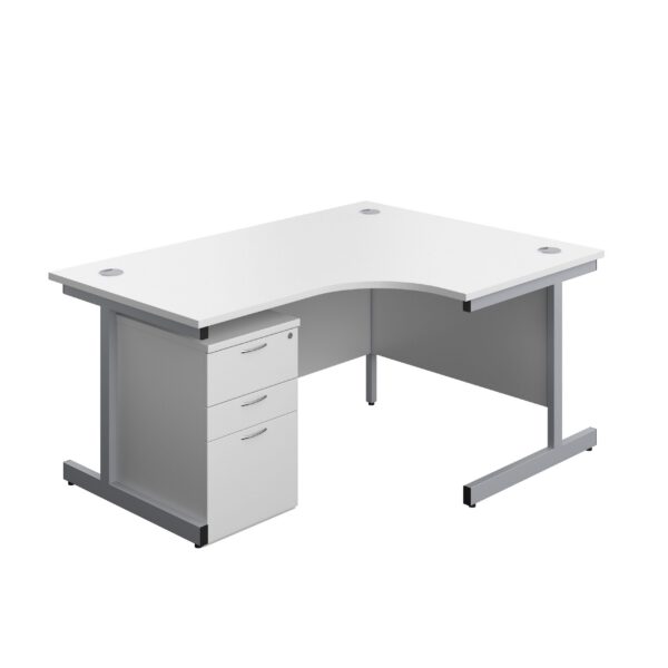 Single Upright Right Hand Radial Desk + High Mobile Pedestal 3 Drawer