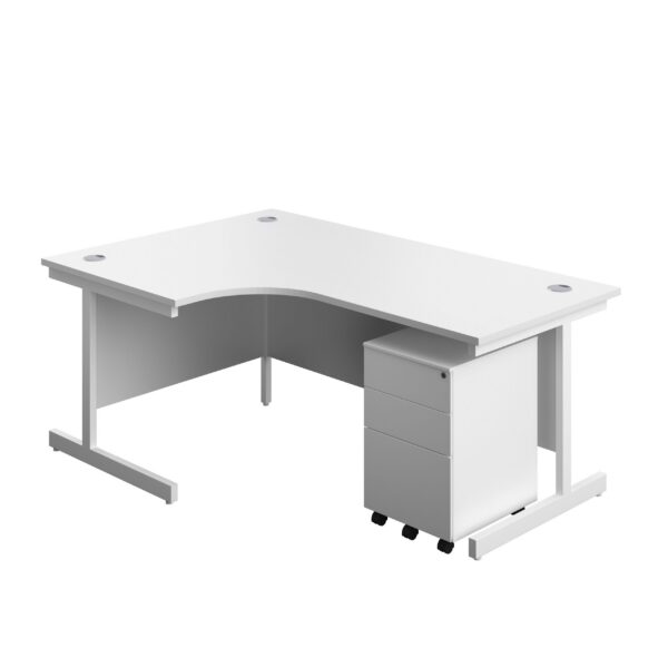 Single Upright Left Hand Radial Desk + Under Desk Steel Pedestal 3 Drawers