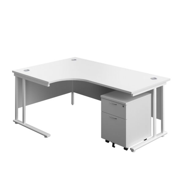 Twin Upright Left Hand Radial Desk + Mobile 2 Drawer Pedestal
