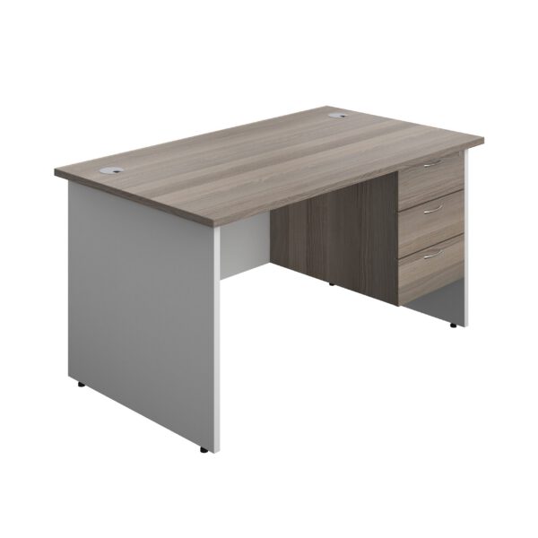 Panel Plus Rectangular Desk + 3 Drawer Fixed Pedestal Bundle