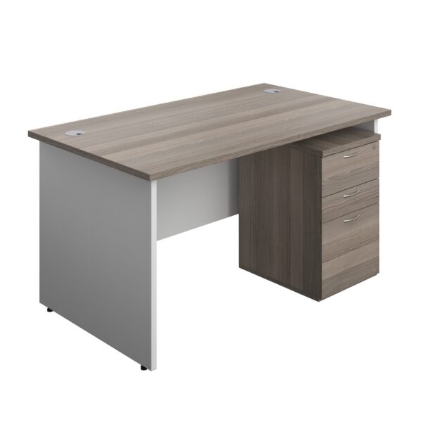 Panel Plus Rectangular Desk + 3 Drawer High Mobile Pedestal Bundle