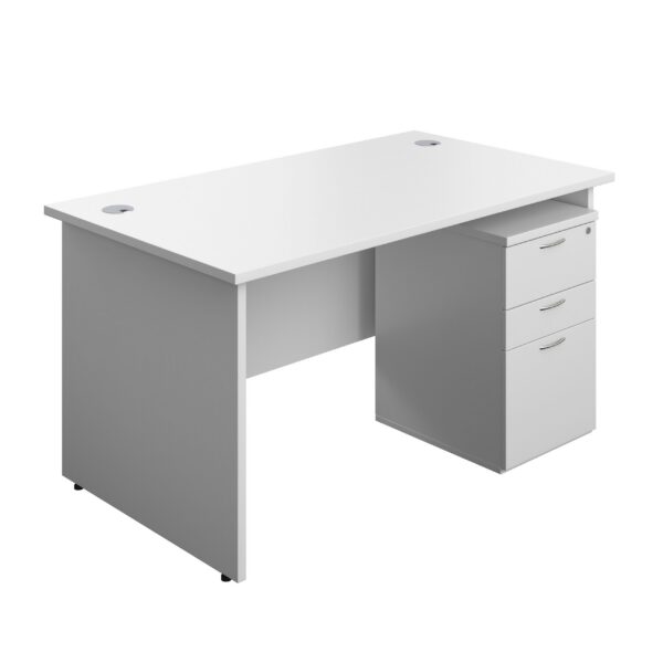 Panel Rectangular Desk + 3 Drawer Under Desk Pedestal Bundle