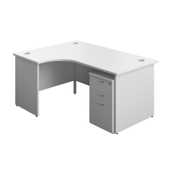Panel Left Hand Radial Desk + 3 Drawer Under Desk Pedestal Bundle
