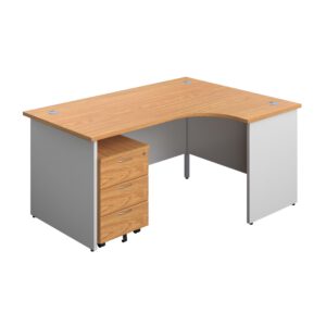 Panel Plus Right Radial Desk + 3 Drawer Mobile Pedestal Bundle