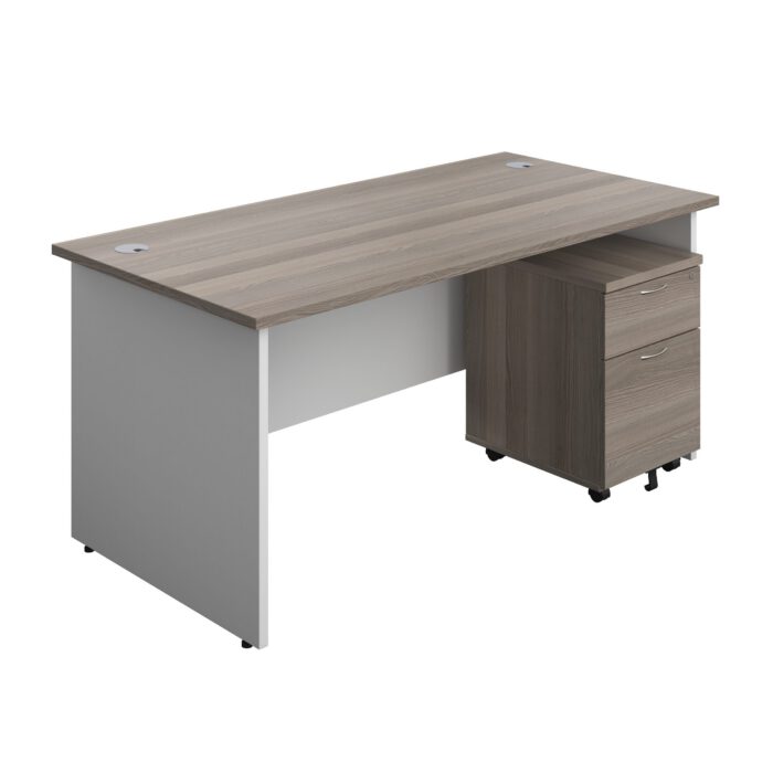 Panel Plus Rectangular Desk + 2 Drawer Mobile Pedestal Bundle