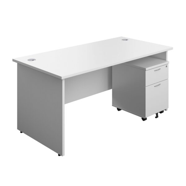 Panel Rectangular Desk + 2 Drawer Mobile Pedestal Bundle