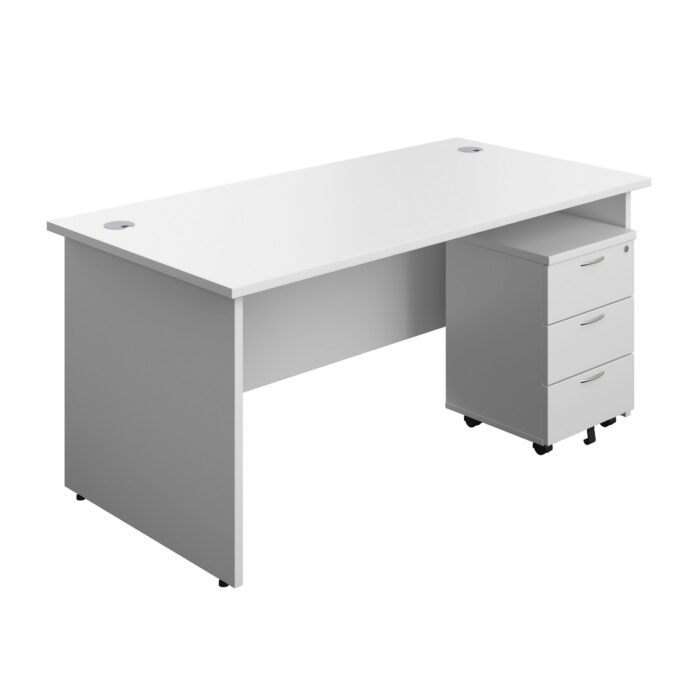 Panel Rectangular Desk + 3 Drawer Mobile Pedestal Bundle