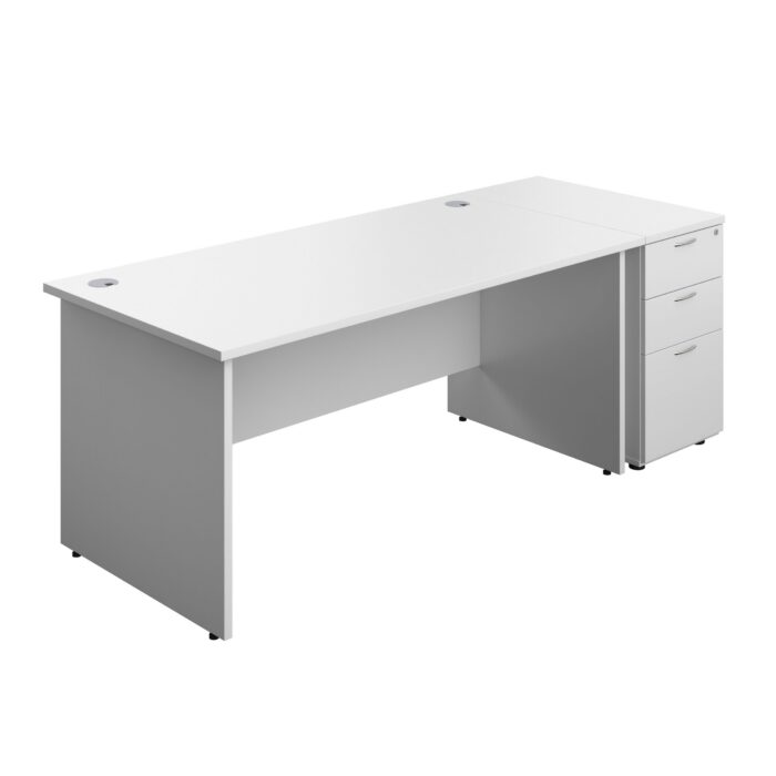 Panel Rectangular Desk + 3 Drawer Desk High Pedestal Bundle