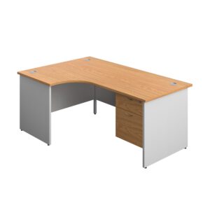 Panel Plus Left Radial Desk + 2 Drawer Fixed Pedestal Bundle