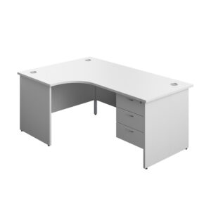 Panel Left Hand Radial Desk + 3 Drawer Fixed Pedestal Bundle