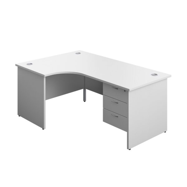 Panel Left Hand Radial Desk + 3 Drawer Fixed Pedestal Bundle