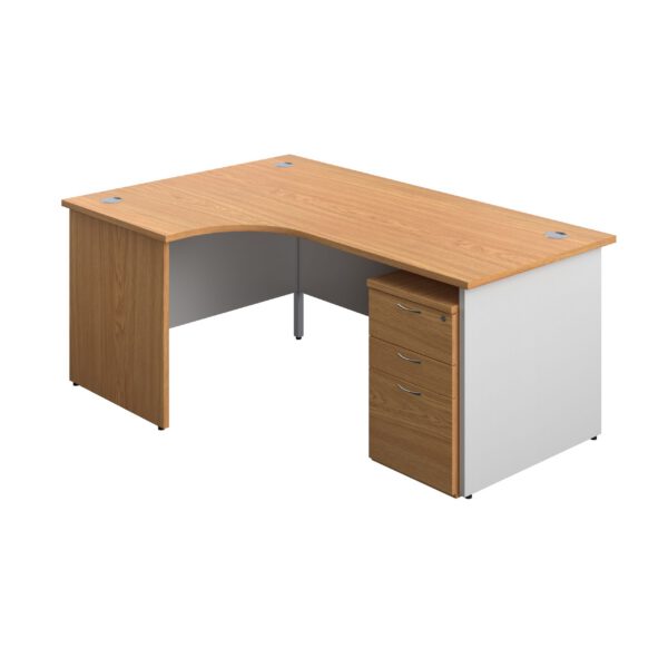 Panel Plus Left Radial Desk + 3 Drawer High Mobile Pedestal Bundle