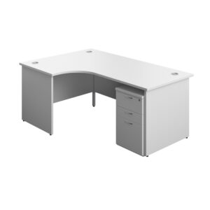 Panel Left Hand Radial Desk + 3 Drawer High Mobile Pedestal Bundle