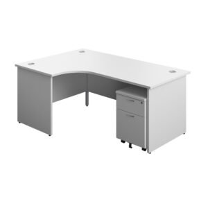 Panel Left Hand Radial Desk + 2 Drawer Mobile Pedestal Bundle