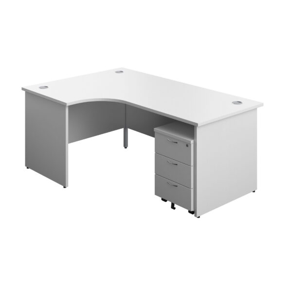 Panel Left Hand Radial Desk + 3 Drawer Mobile Pedestal Bundle