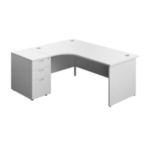 Panel Left Hand Radial Desk + 3 Drawer Desk High Pedestal Bundle