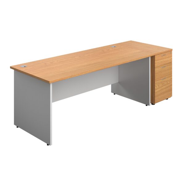 Panel Plus Rectangular Desk + Matching 3 Drawer Desk High Pedestal Bundle