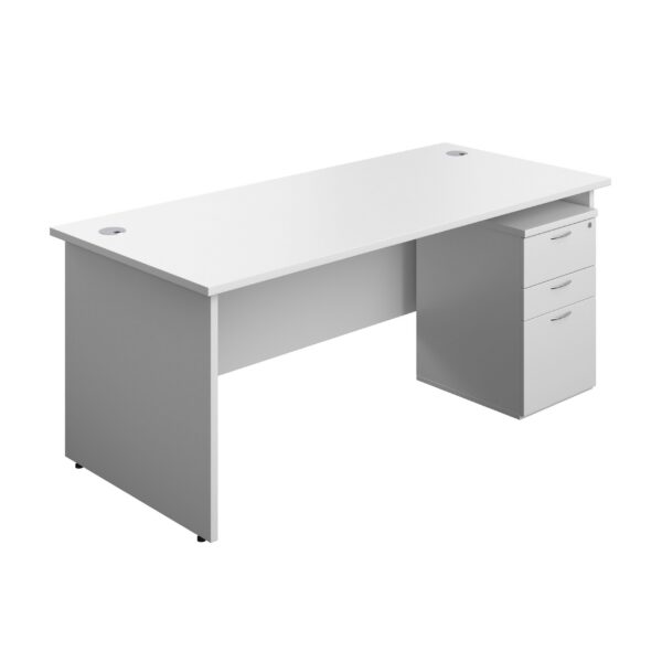 Panel Rectangular Desk + 3 Drawer High Mobile Pedestal Bundle